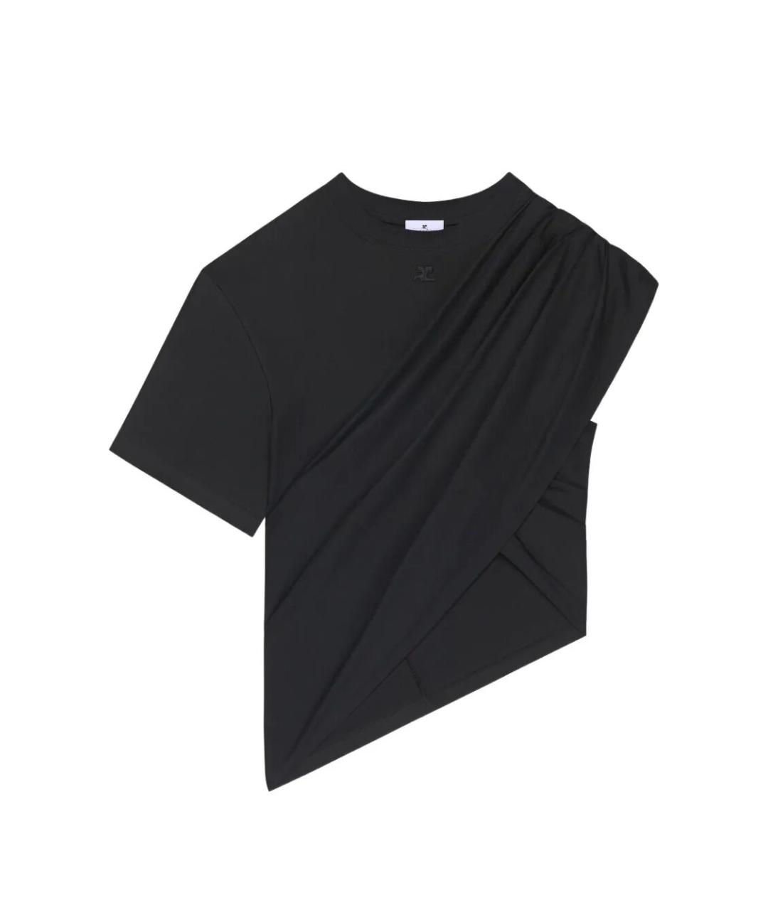 COURREGES Черная хлопковая футболка, фото 1