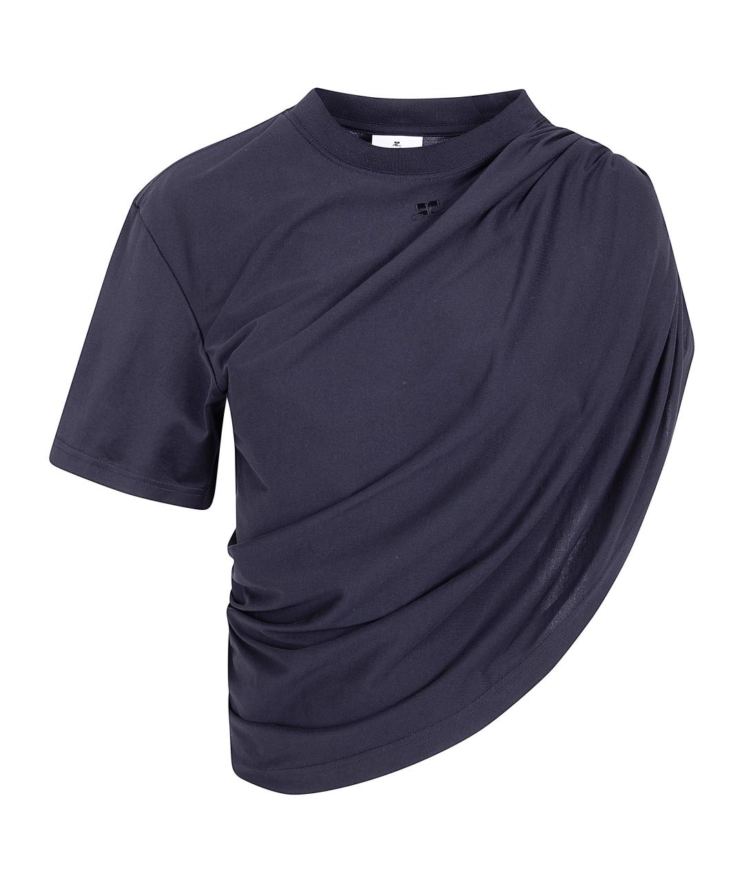 COURREGES Черная хлопковая футболка, фото 4