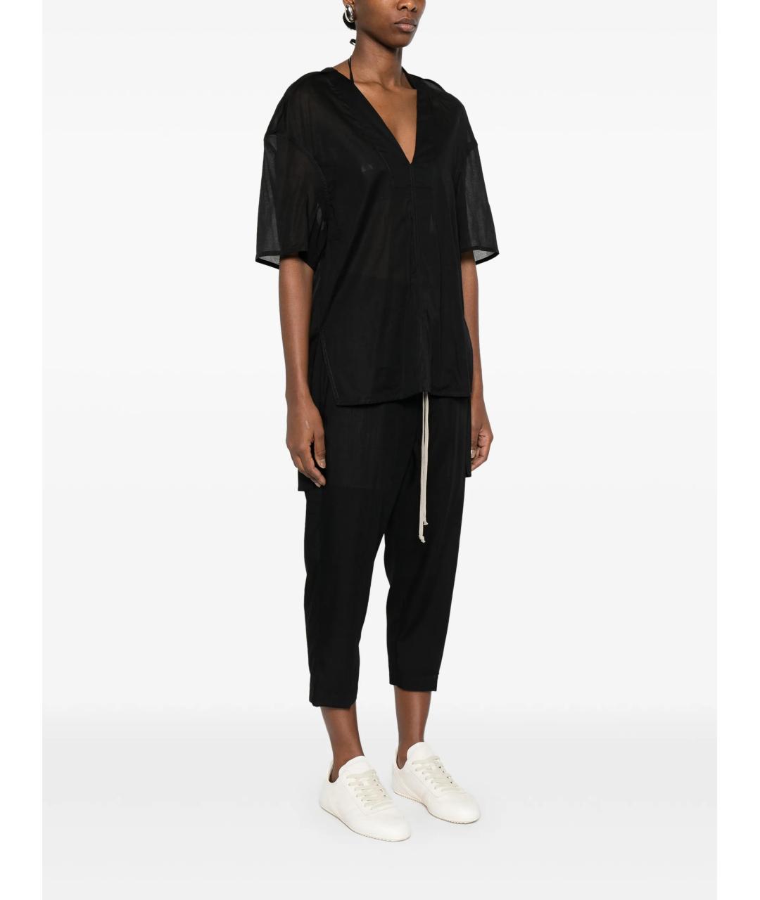 RICK OWENS Черная хлопковая футболка, фото 3