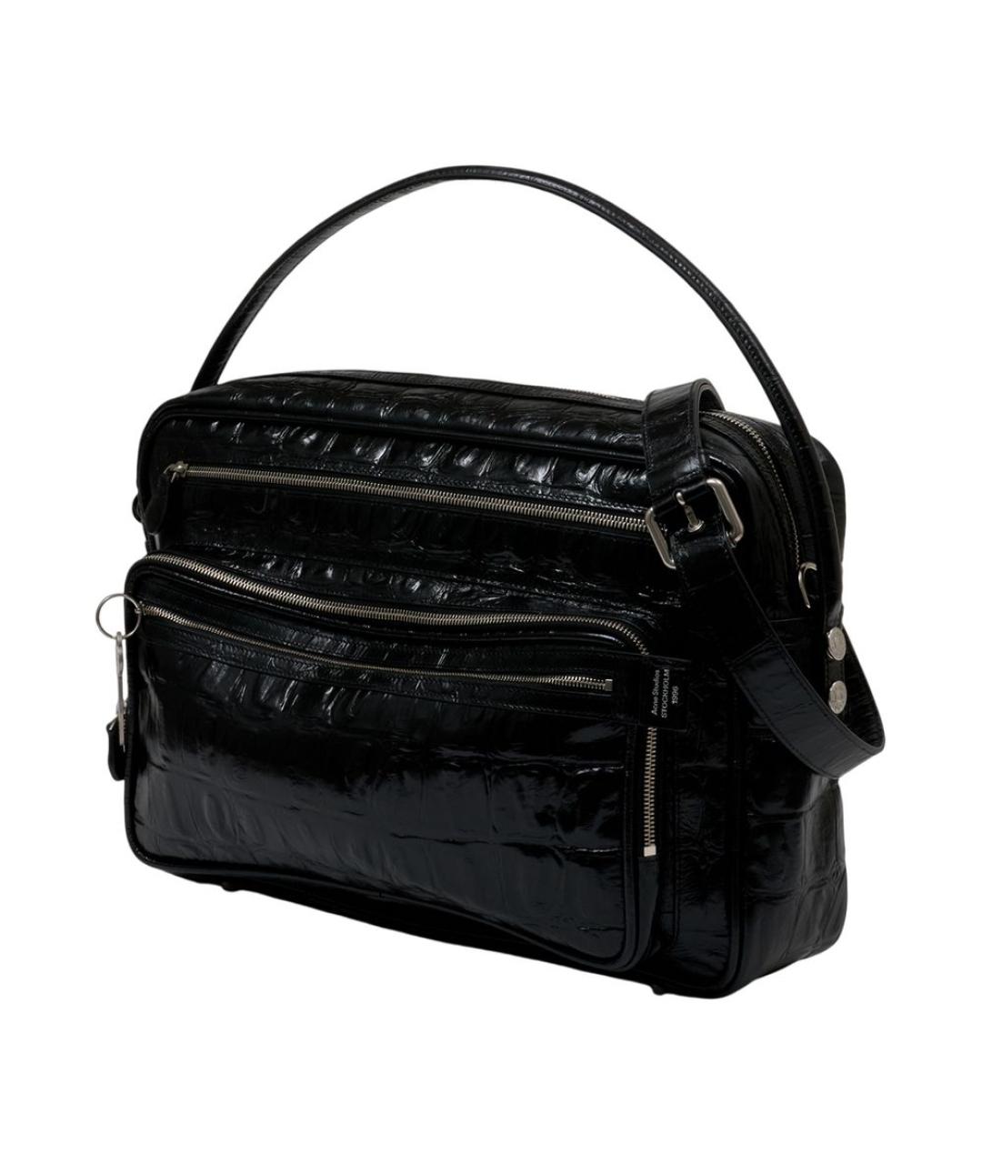 ACNE STUDIOS Черная кожаная сумка через плечо, фото 2