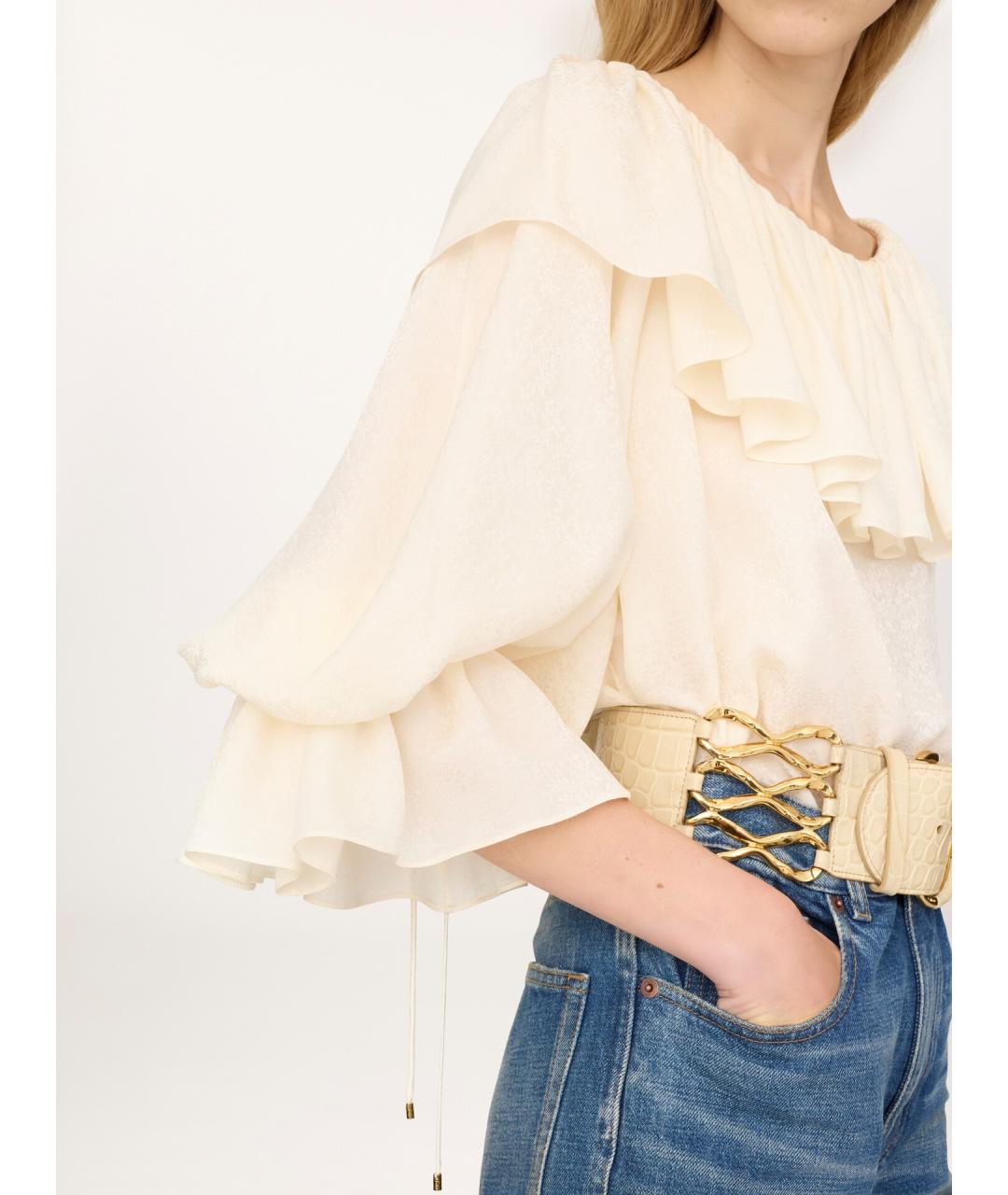 CHLOE Бежевая шелковая блузы, фото 4