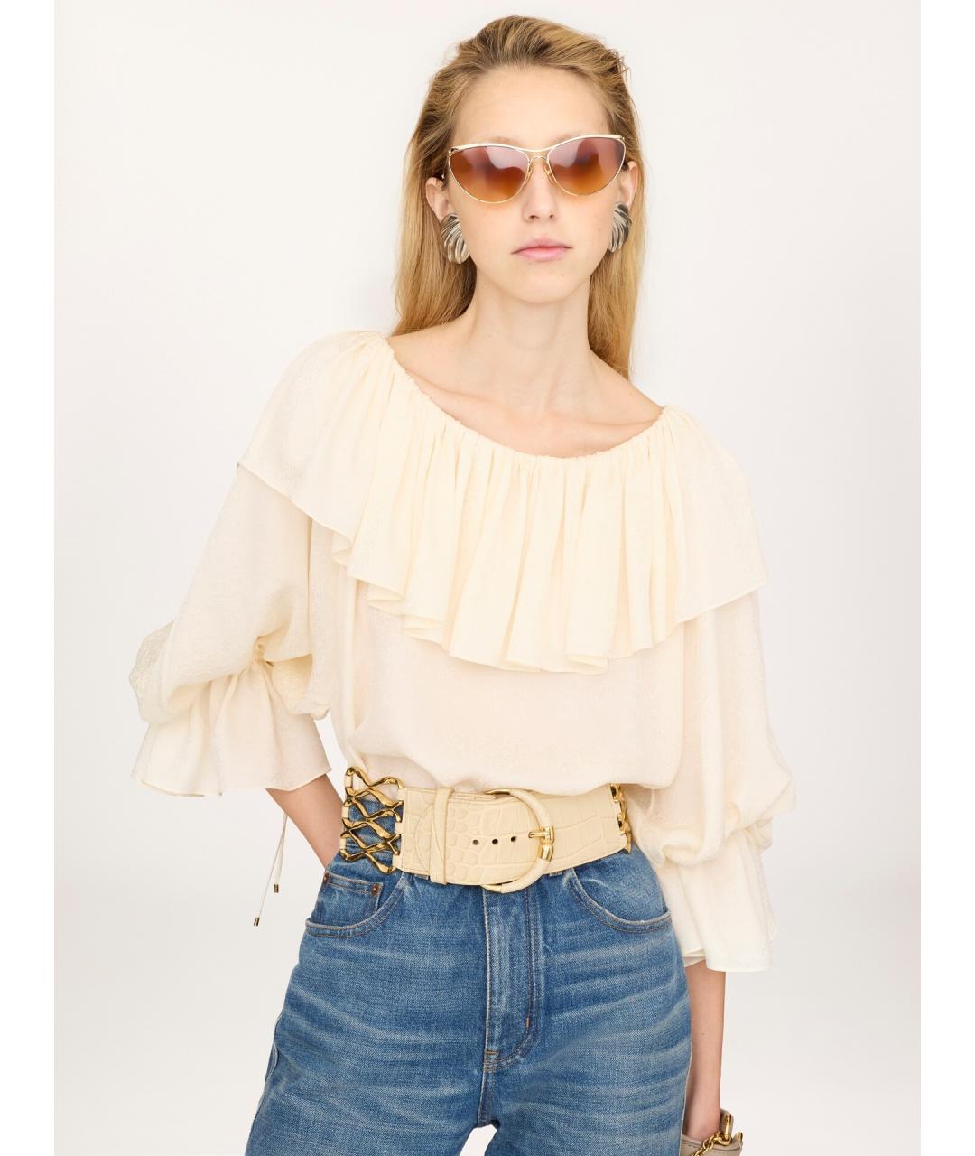 CHLOE Бежевая шелковая блузы, фото 3
