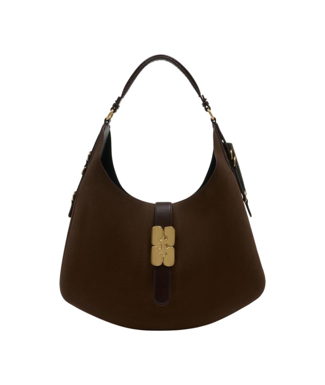 GANNI Коричневая кожаная сумка тоут, фото 1