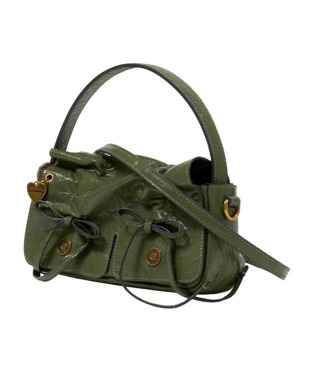 ACNE STUDIOS Зеленая кожаная сумка с короткими ручками, фото 2