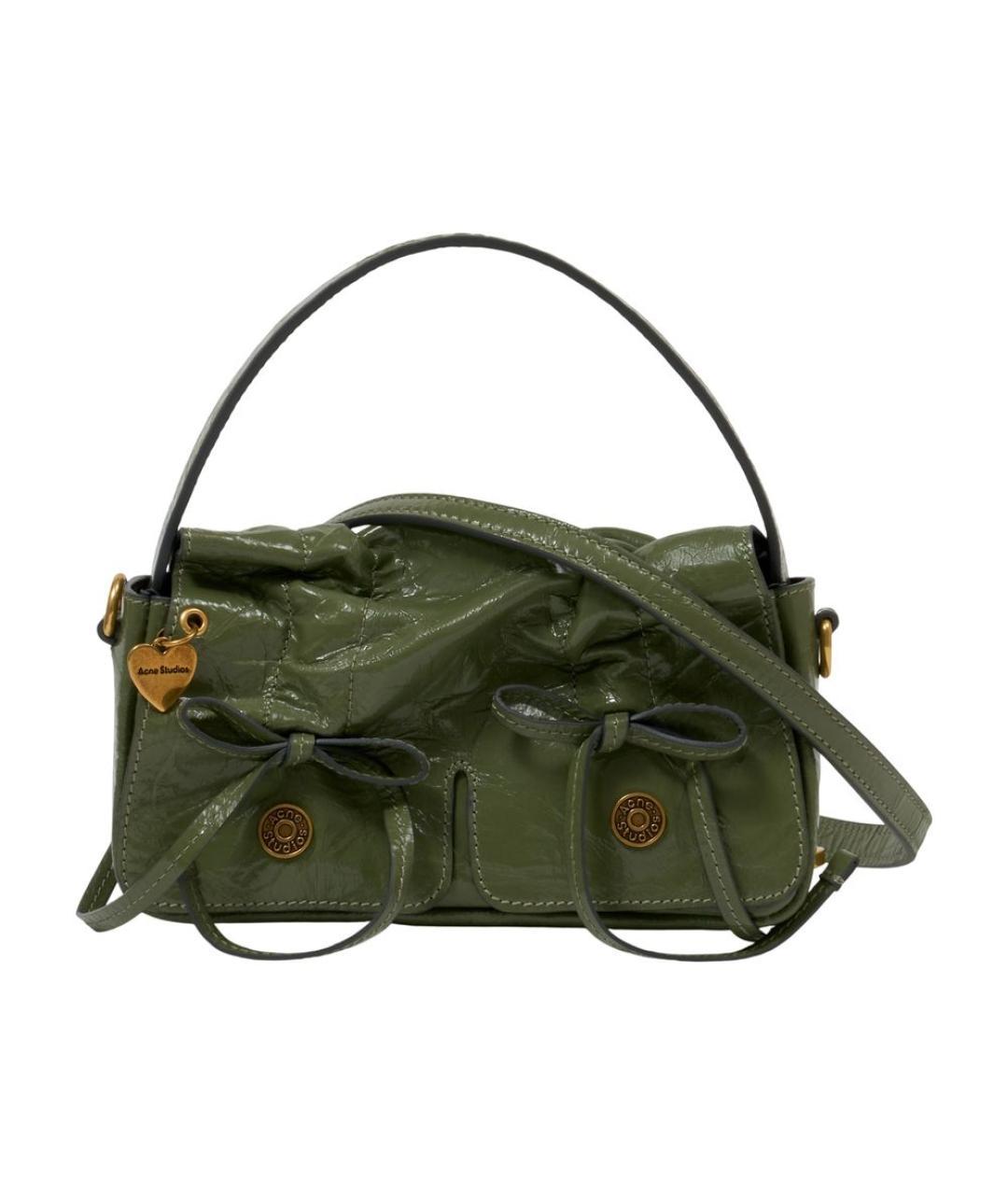 ACNE STUDIOS Зеленая кожаная сумка с короткими ручками, фото 3