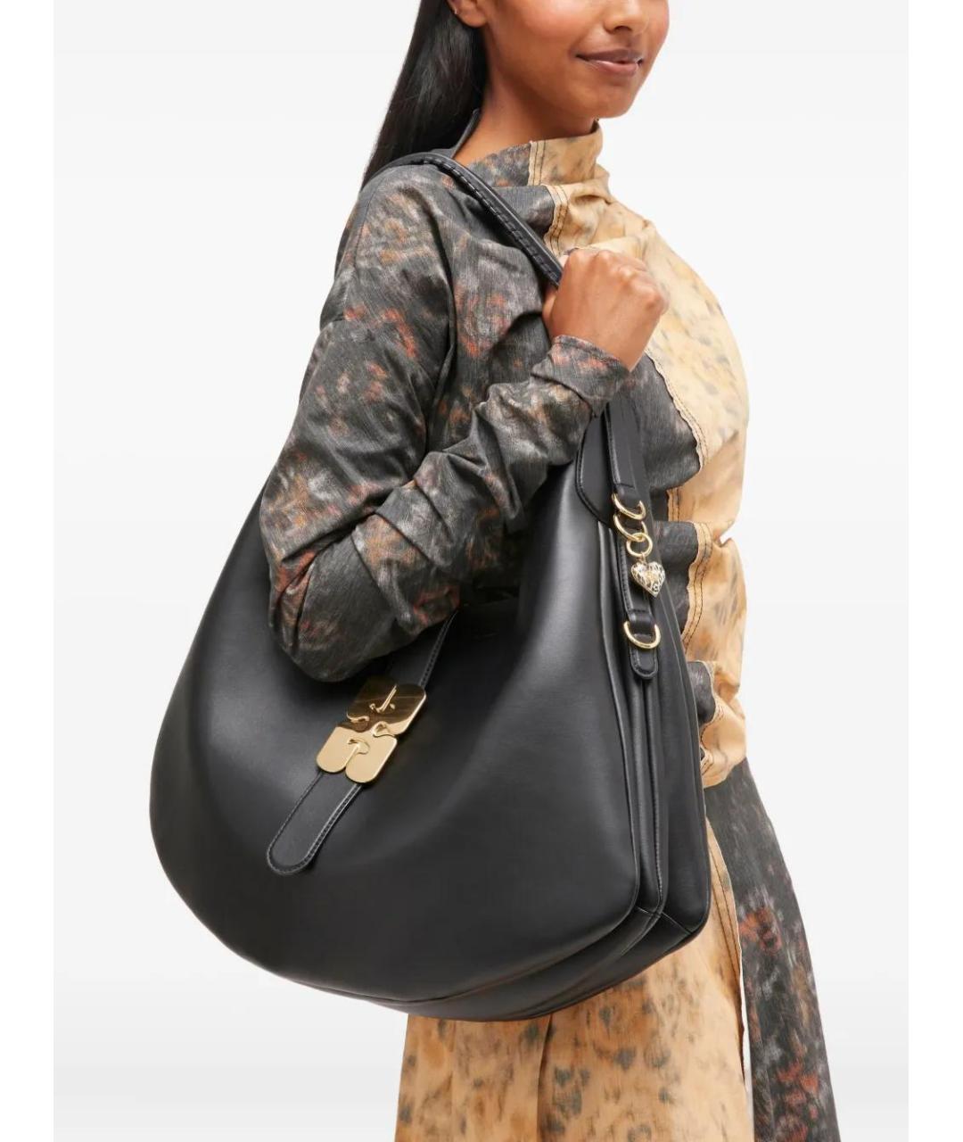 GANNI Черная кожаная сумка тоут, фото 2