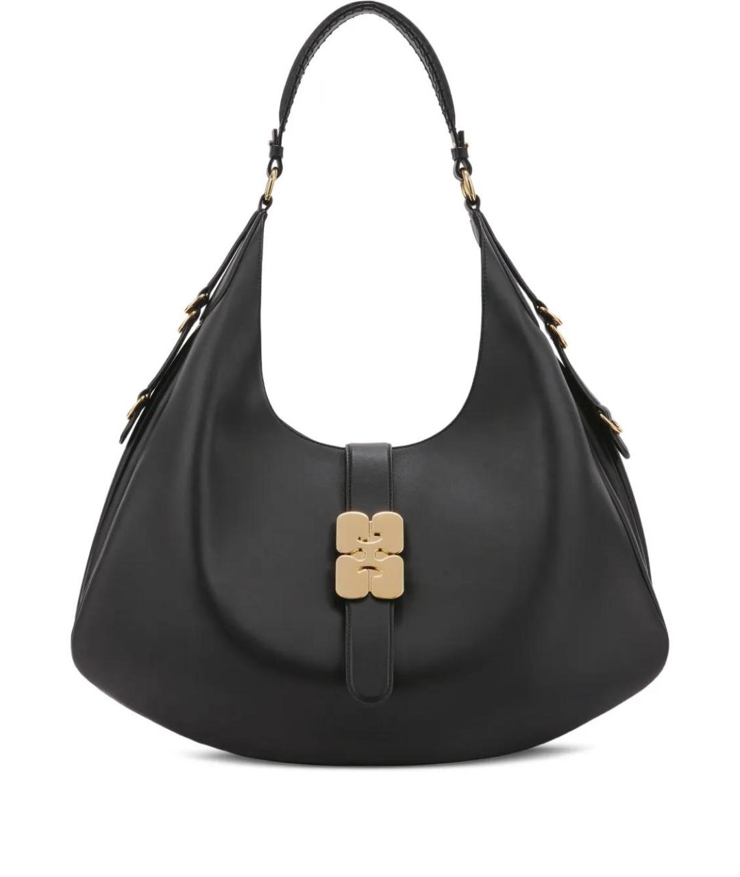 GANNI Черная кожаная сумка тоут, фото 1