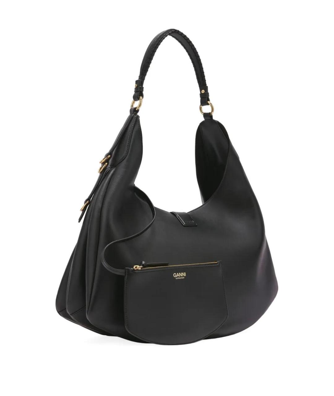 GANNI Черная кожаная сумка тоут, фото 3