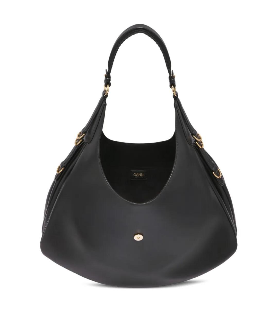 GANNI Черная кожаная сумка тоут, фото 4