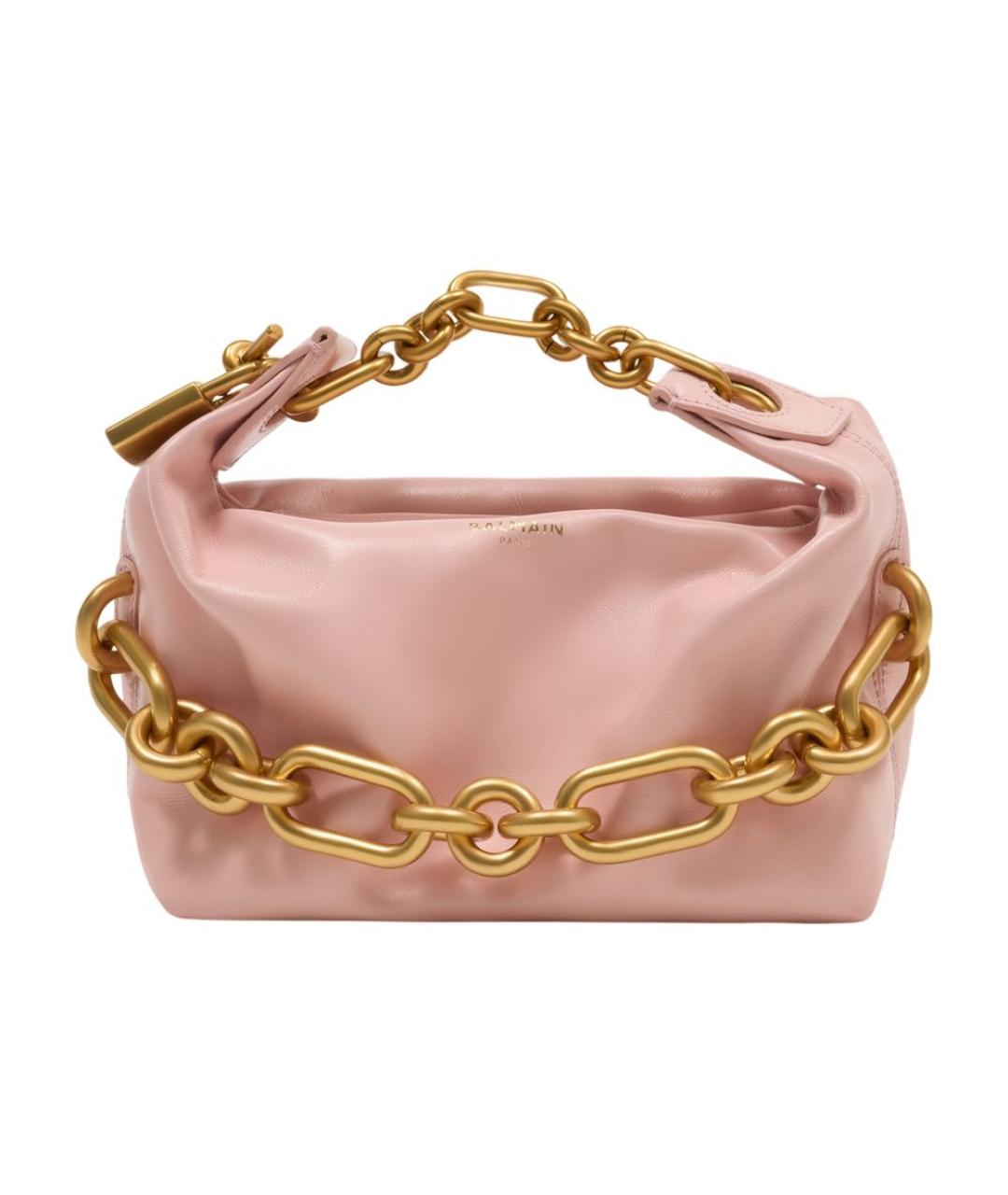 BALMAIN Розовая кожаная сумка с короткими ручками, фото 1