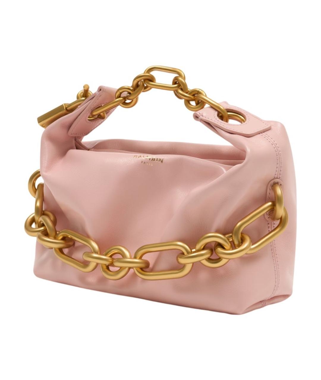 BALMAIN Розовая кожаная сумка с короткими ручками, фото 2