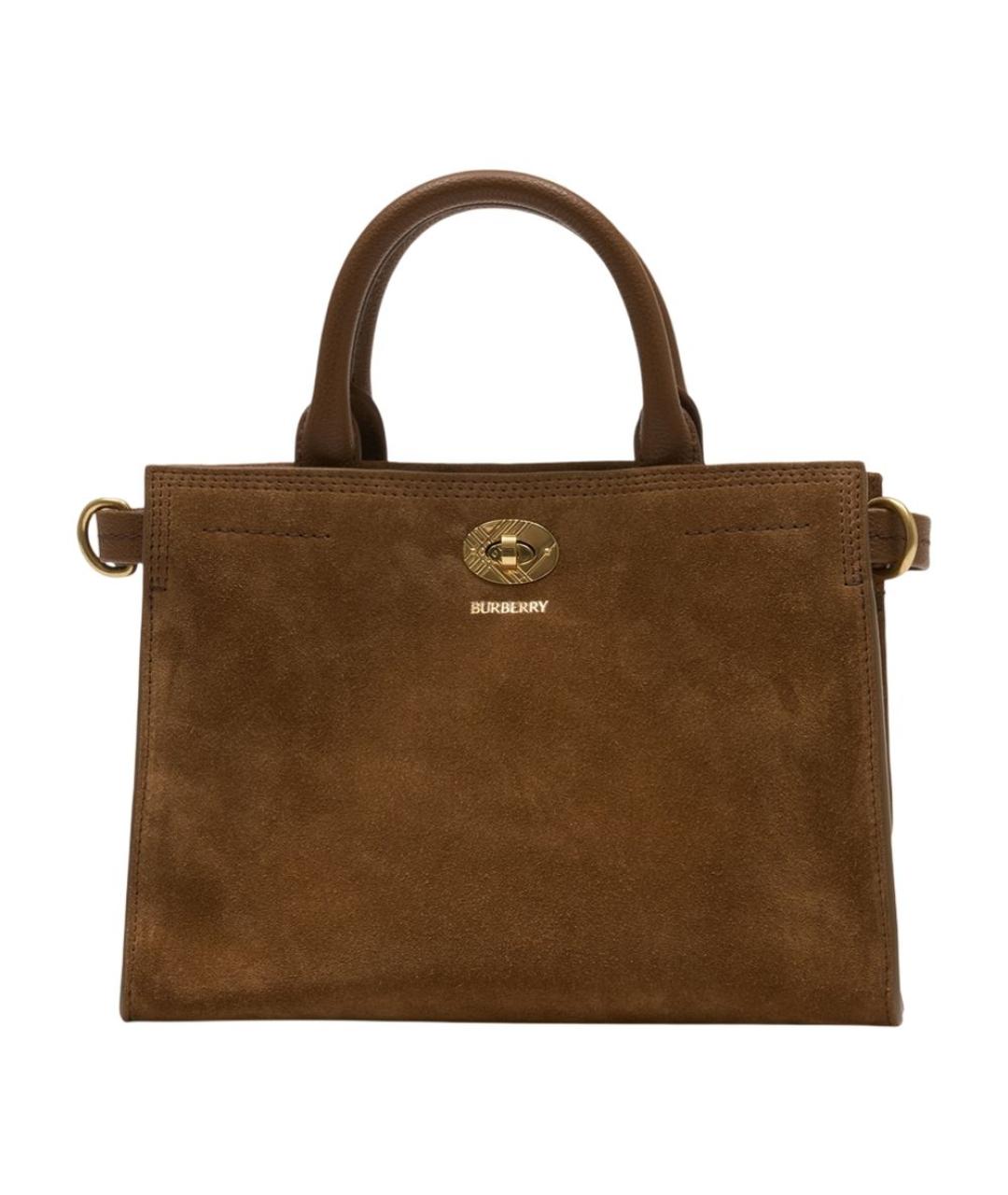 BURBERRY Коричневая замшевая сумка тоут, фото 1