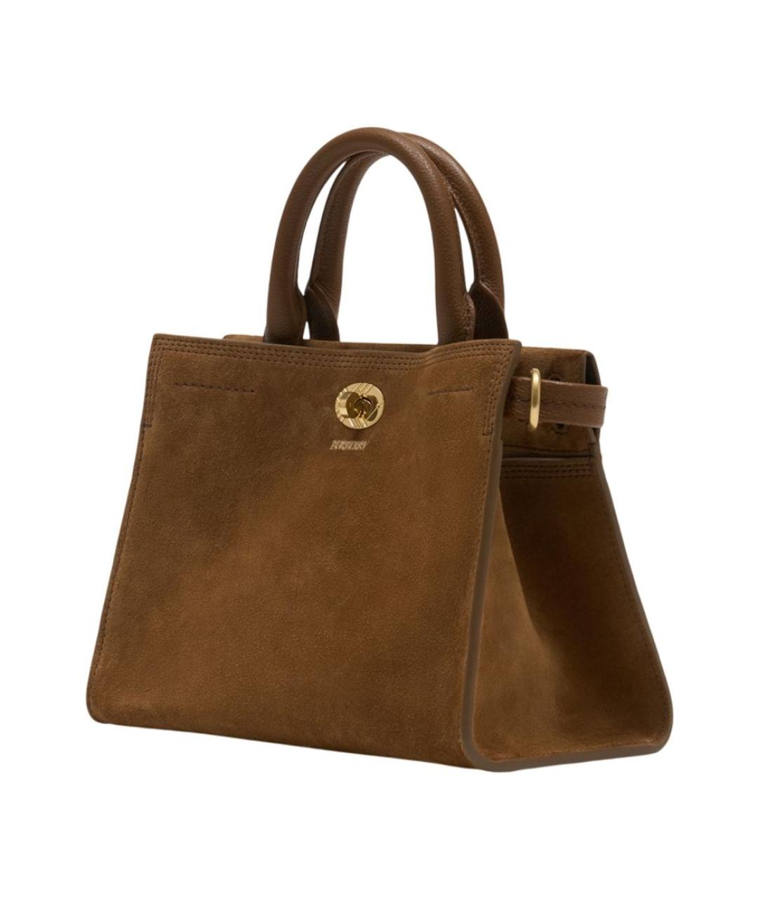 BURBERRY Коричневая замшевая сумка тоут, фото 2