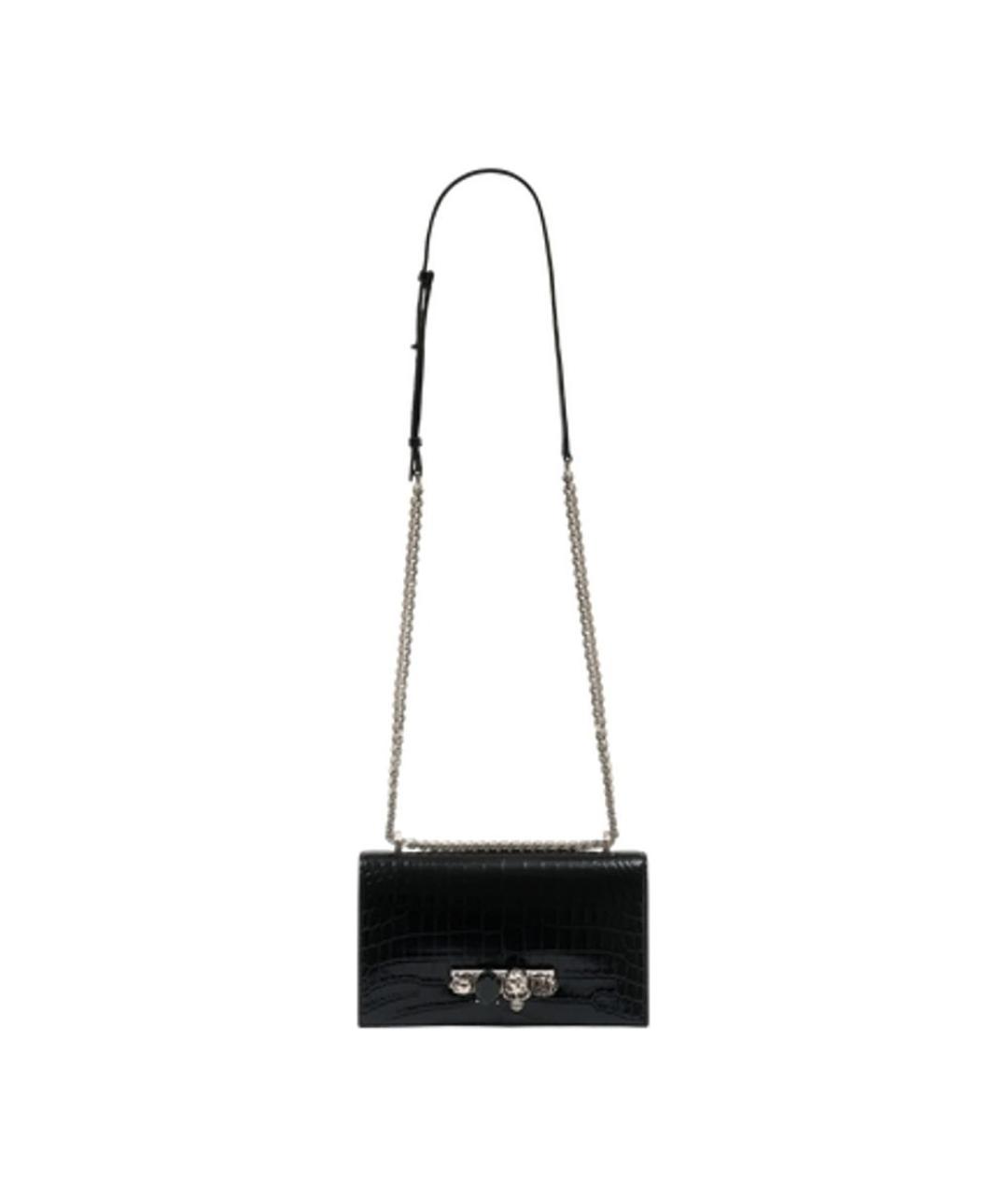 ALEXANDER MCQUEEN Черная кожаная сумка через плечо, фото 1