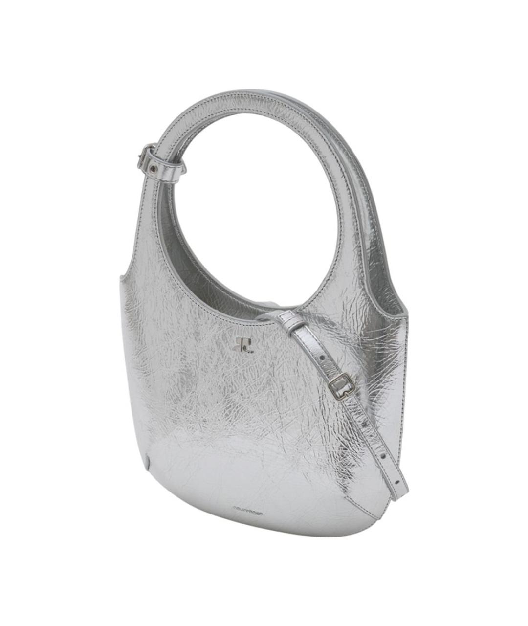 COURREGES Серебряная кожаная сумка с короткими ручками, фото 2