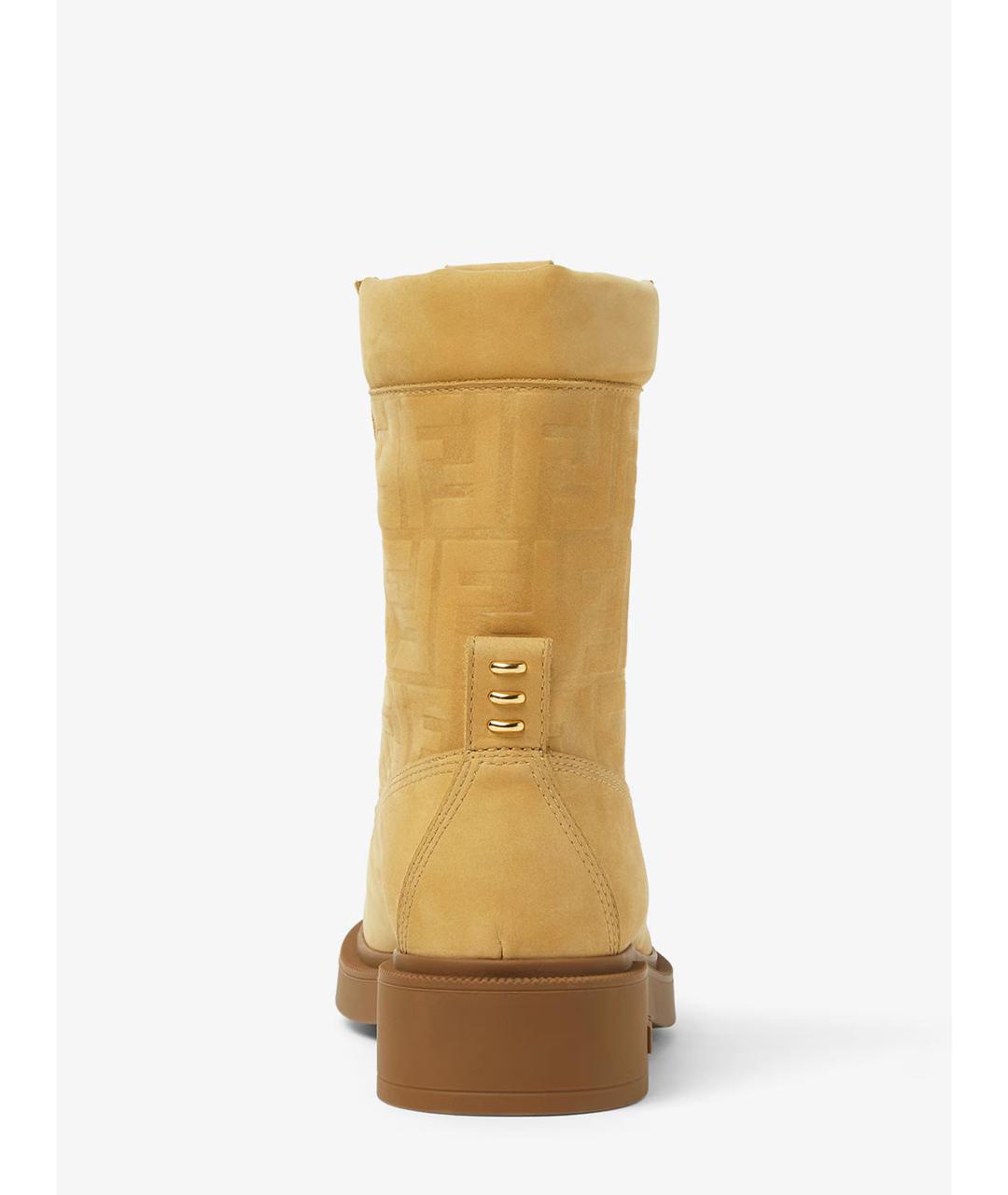 FENDI Бежевые кожаные ботинки, фото 3