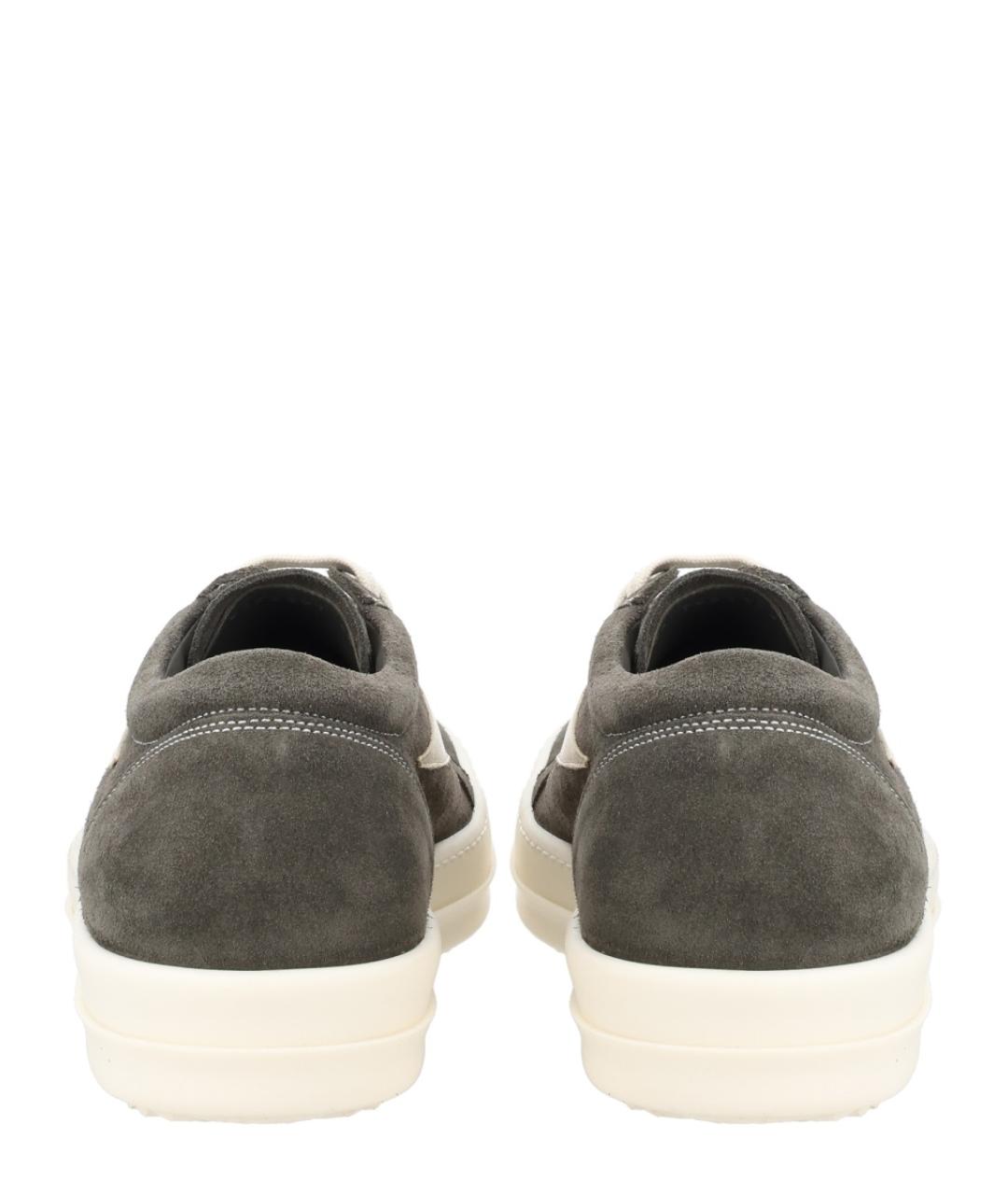 RICK OWENS Серые кожаные низкие кроссовки / кеды, фото 4