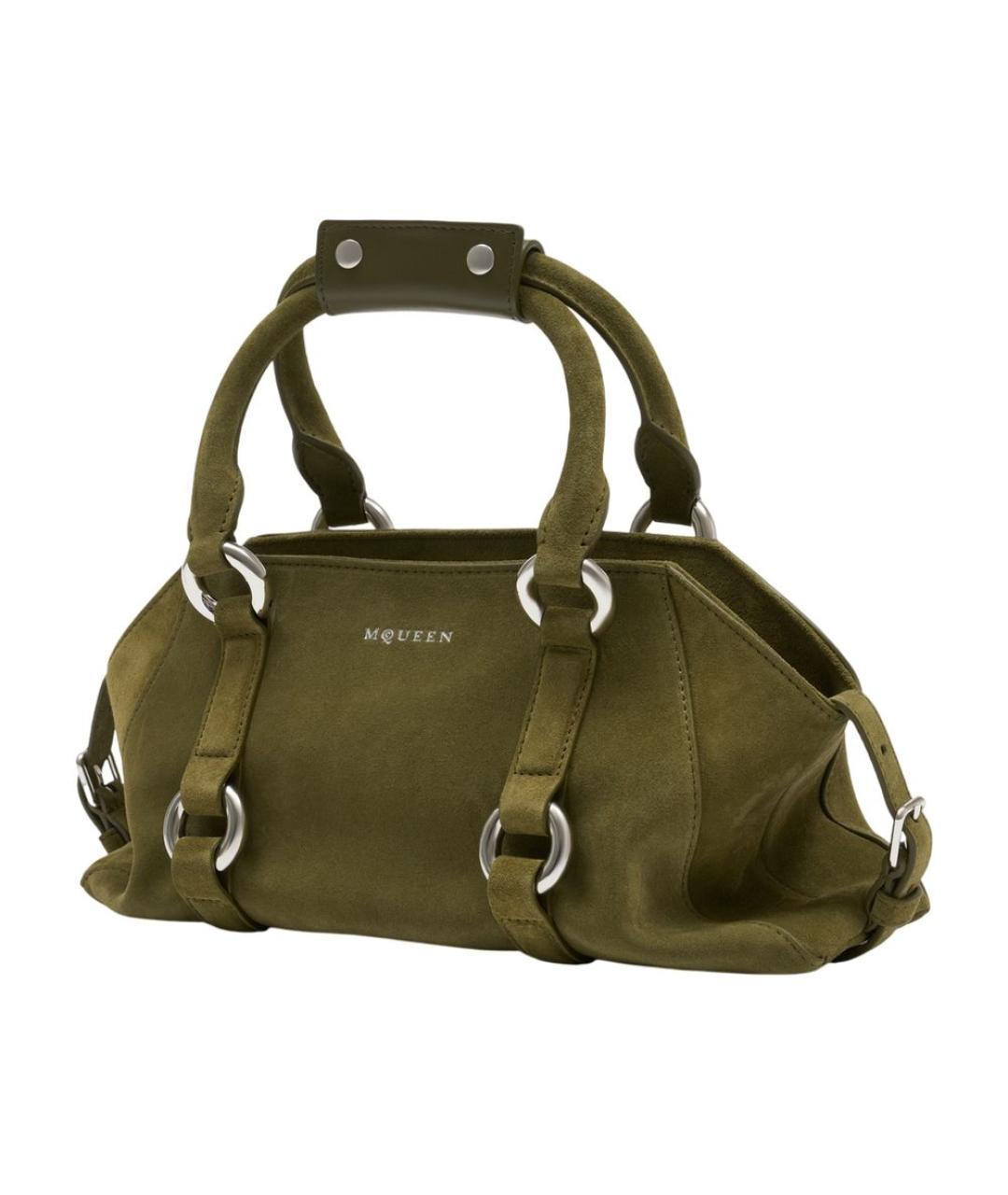 ALEXANDER MCQUEEN Зеленая замшевая сумка через плечо, фото 2