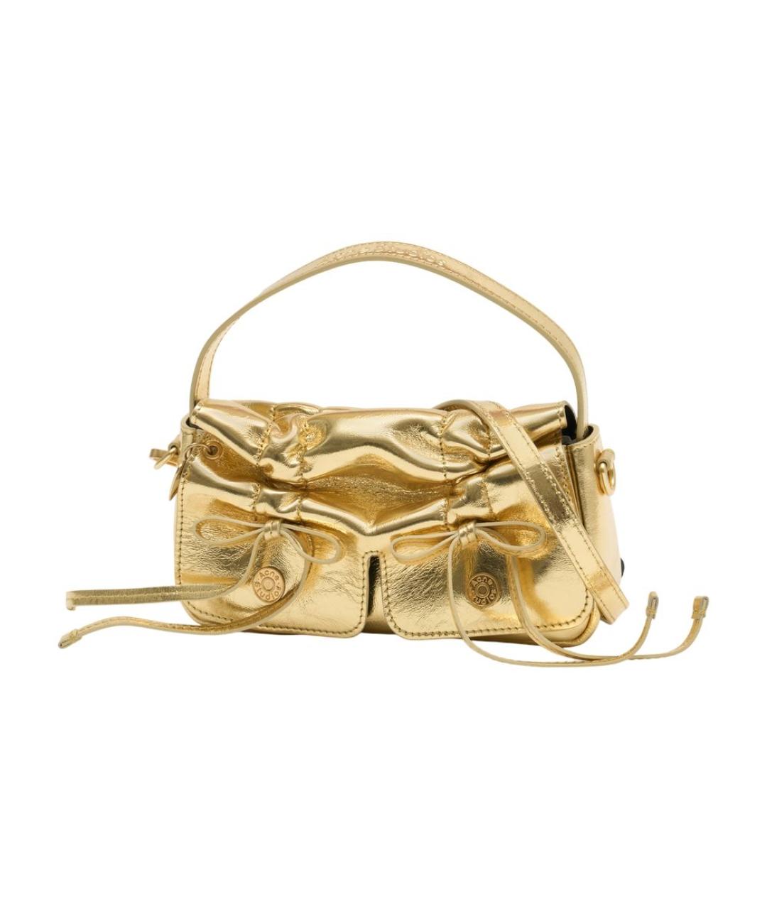 ACNE STUDIOS Золотая кожаная сумка через плечо, фото 2