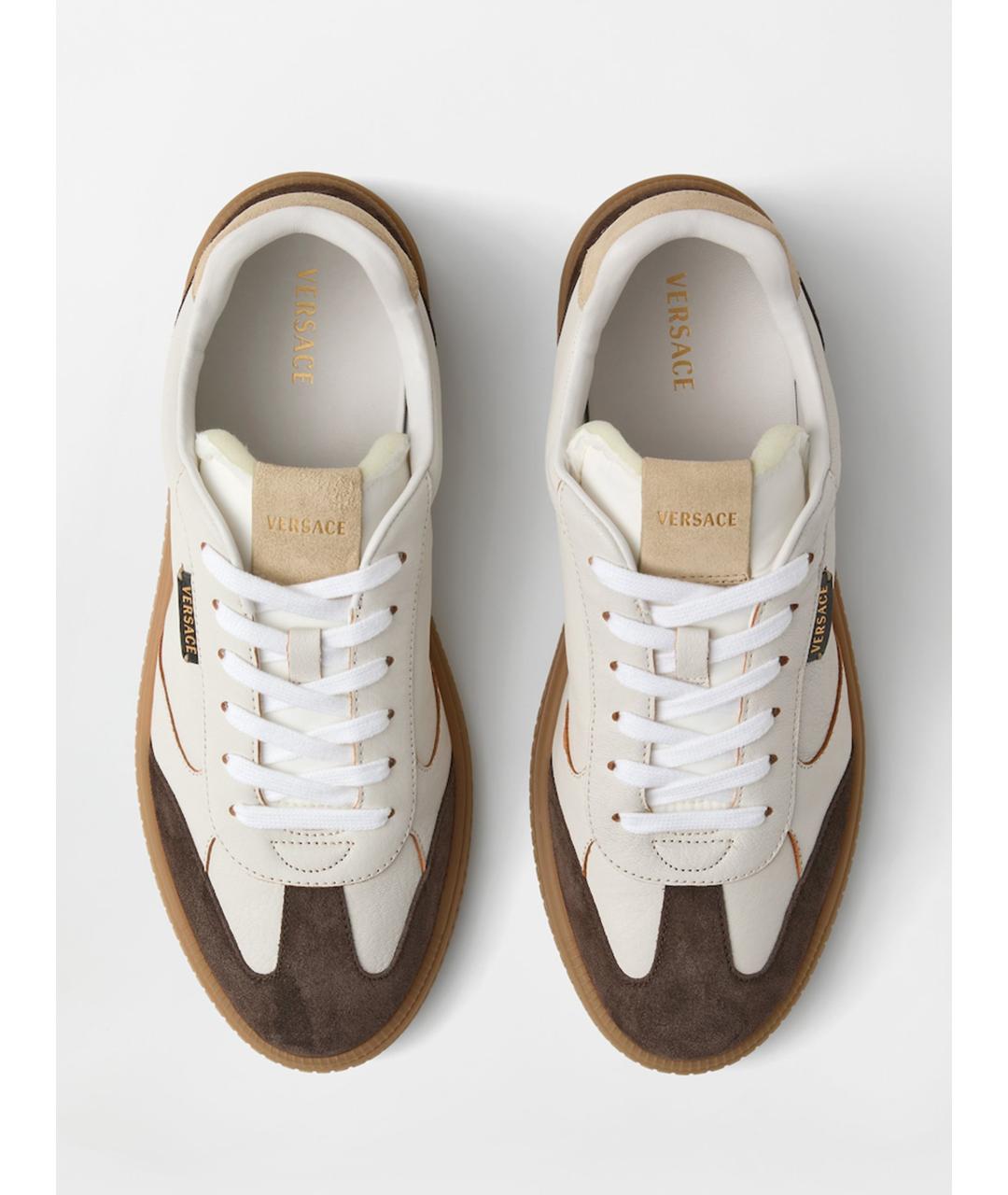 VERSACE Белые текстильные низкие кроссовки / кеды, фото 2