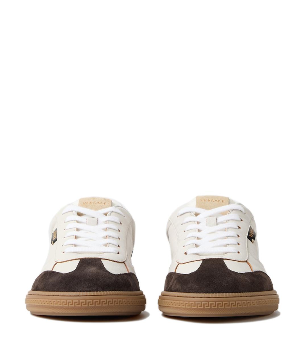 VERSACE Белые текстильные низкие кроссовки / кеды, фото 3