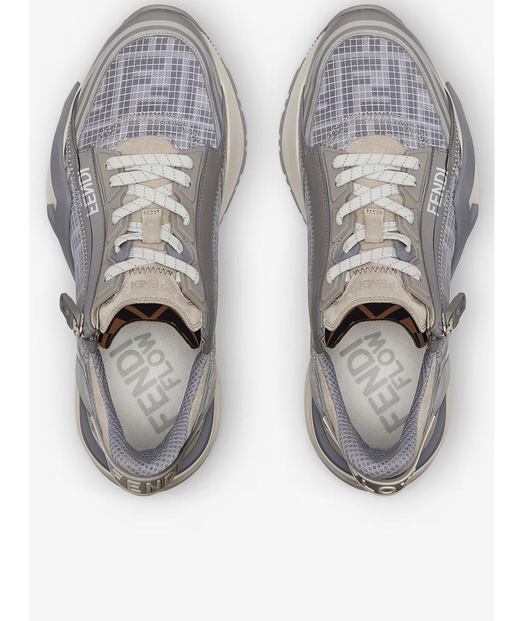 FENDI Серые синтетические низкие кроссовки / кеды, фото 4