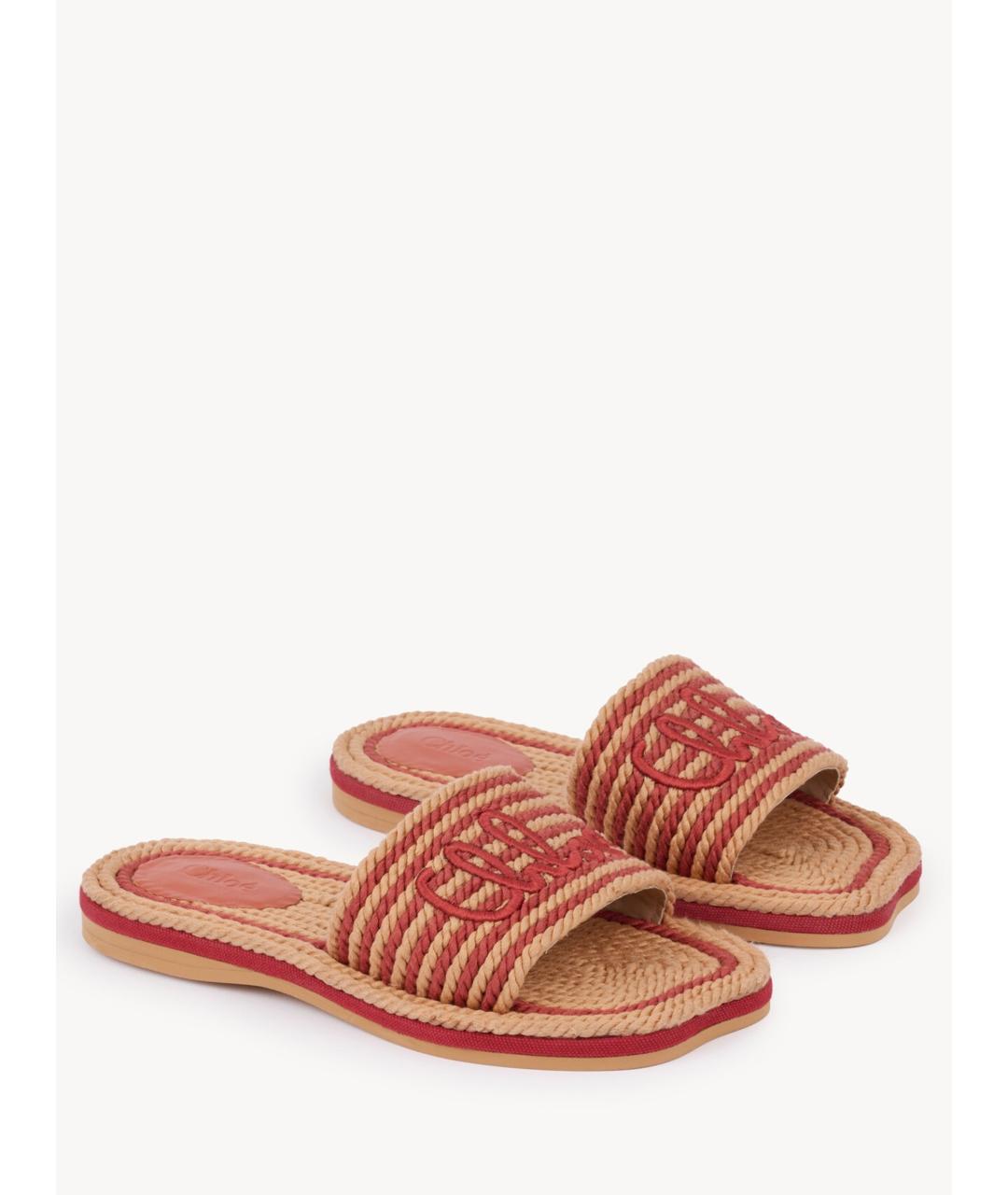CHLOE Розовые текстильные шлепанцы, фото 3