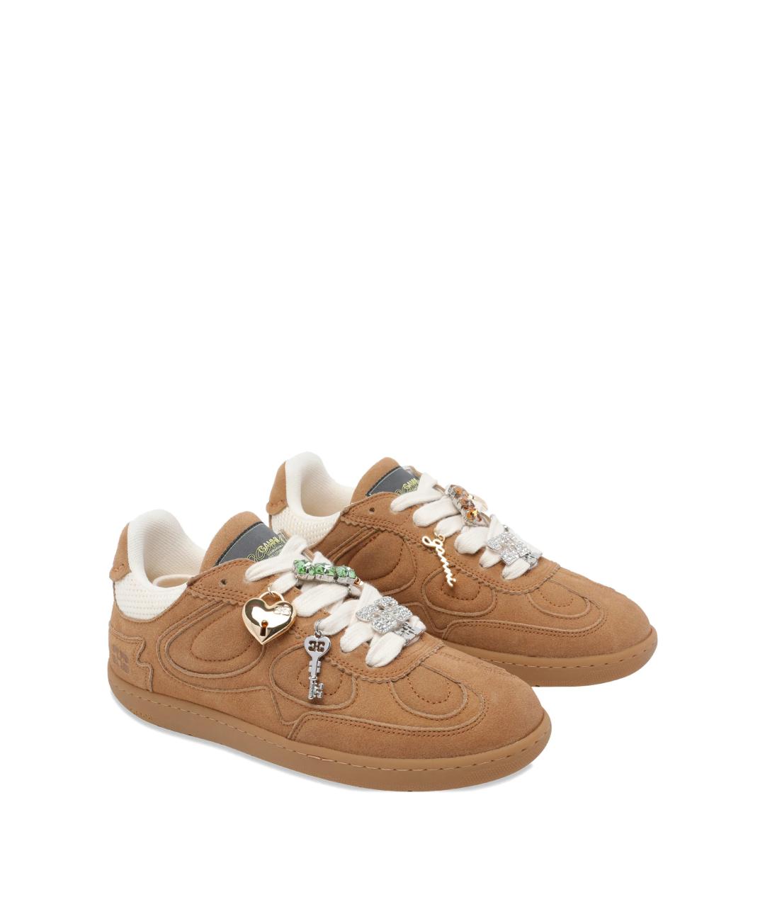 GANNI Коричневые кожаные кроссовки, фото 2