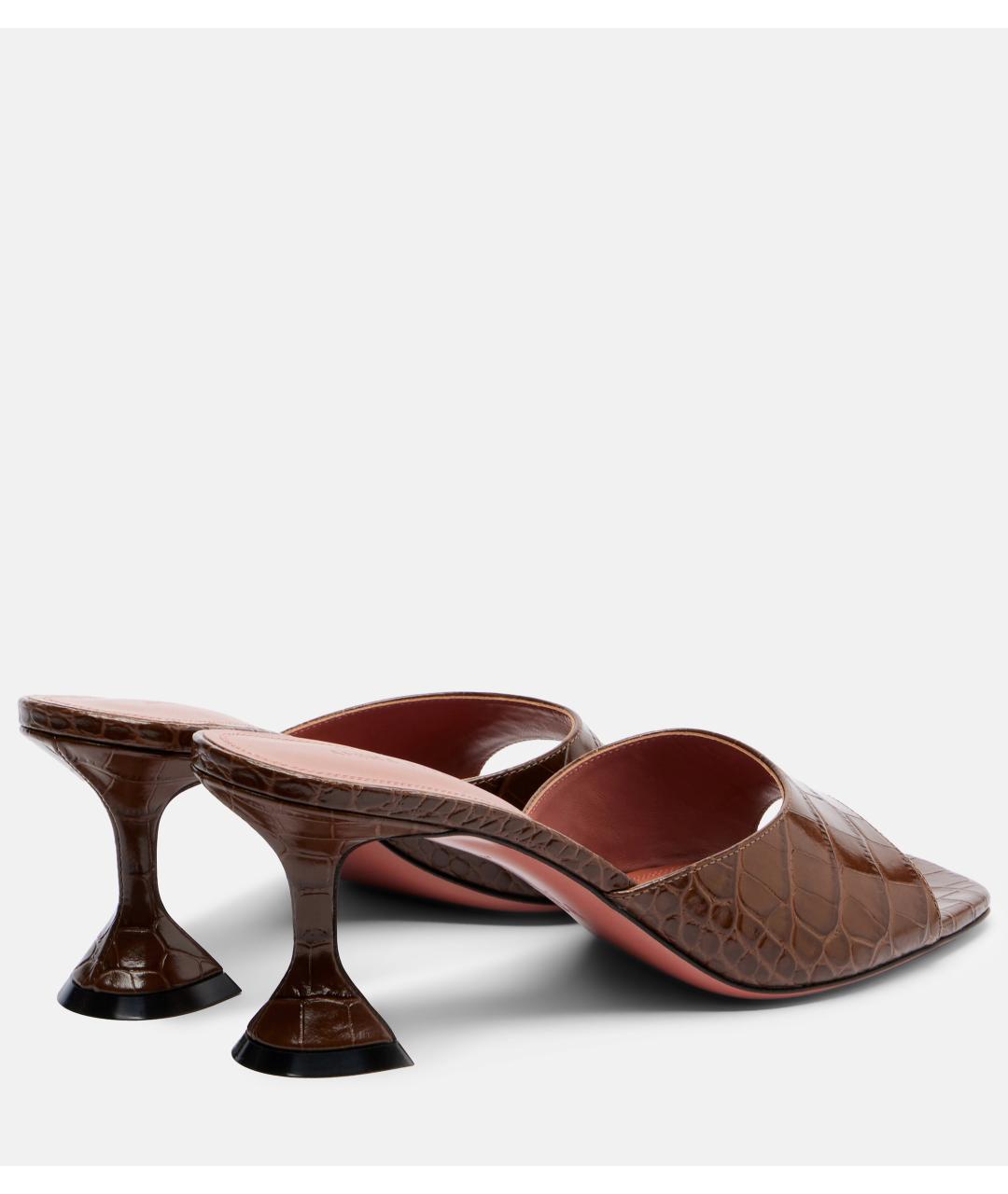 Amina Muaddi Коричневые кожаные мюли, фото 3