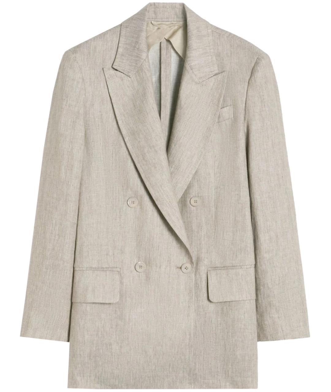 MAX MARA Бежевый льняной жакет/пиджак, фото 1