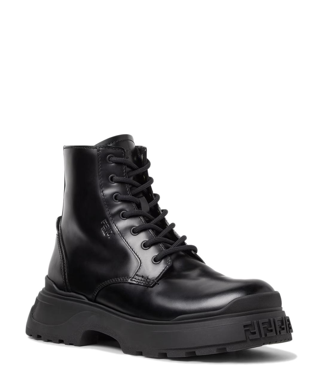 FENDI Черные кожаные высокие ботинки, фото 2