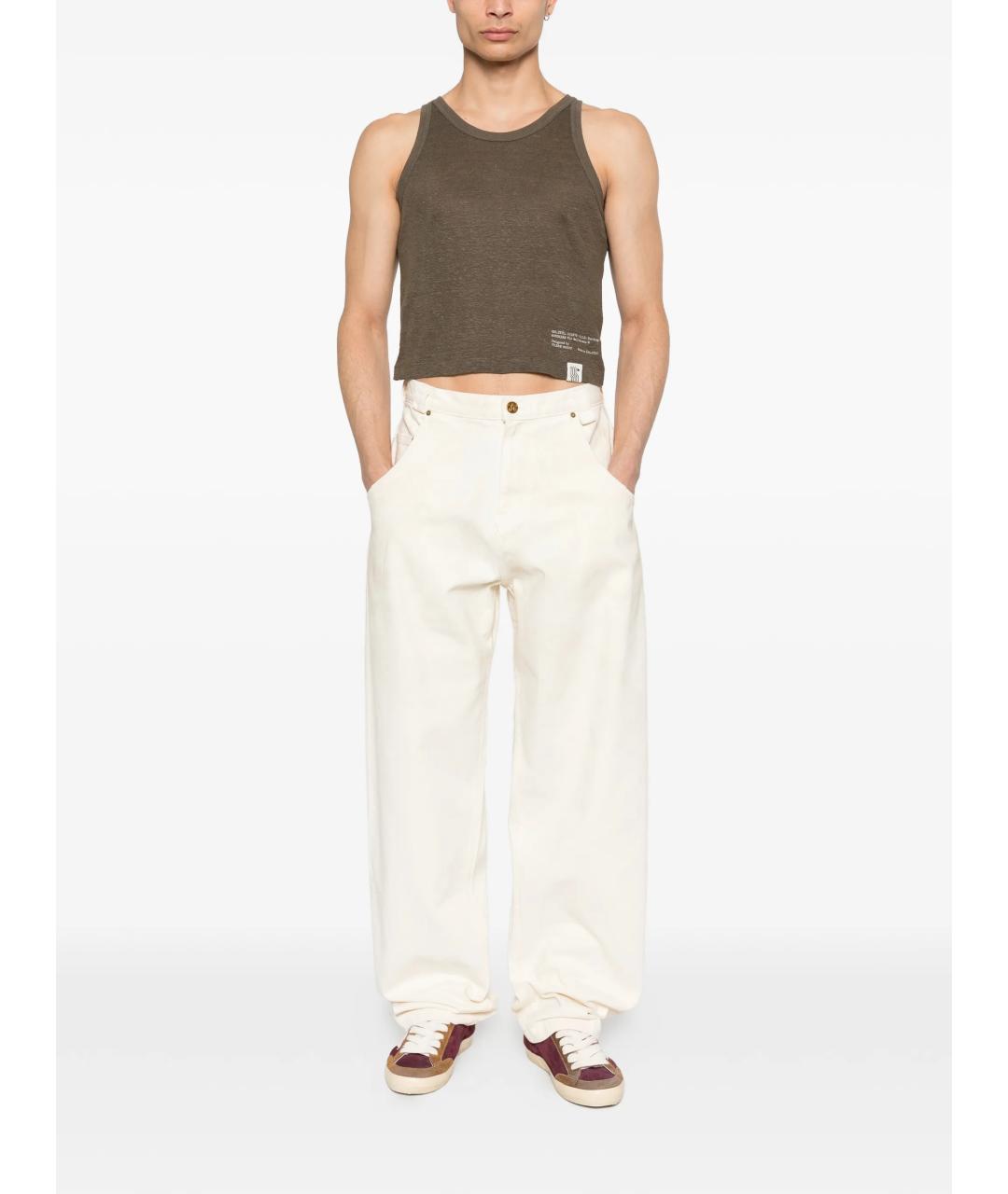 GOLDEN GOOSE DELUXE BRAND Зеленая льняная майка, фото 3