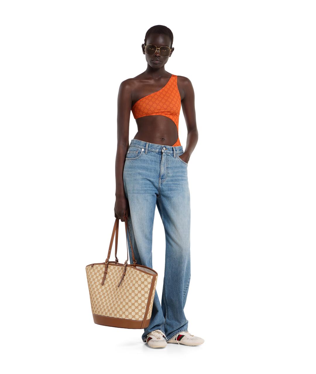 GUCCI Оранжевый полиэстеровый купальник, фото 2