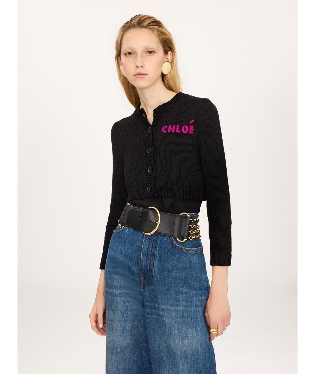 CHLOE Черный хлопковый кардиган, фото 3
