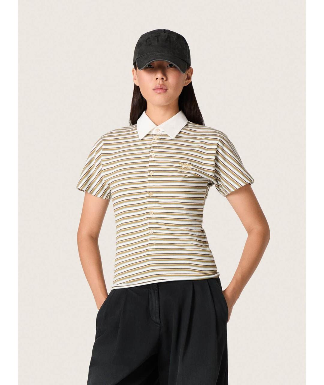 GOLDEN GOOSE DELUXE BRAND Белая хлопковая футболка, фото 4