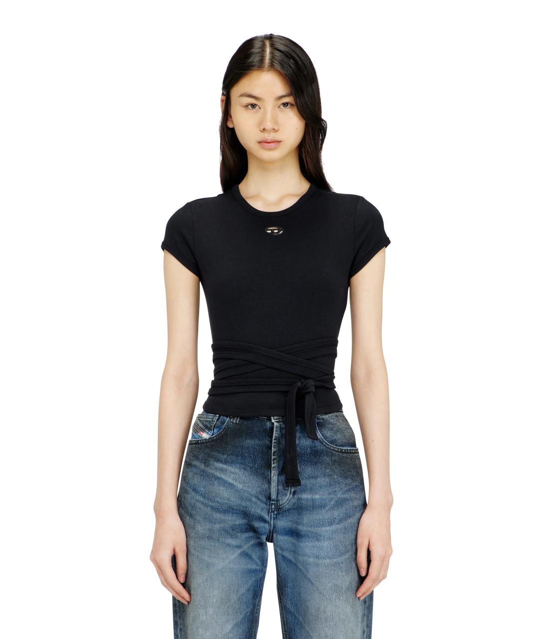 DIESEL Черная хлопковая футболка, фото 3