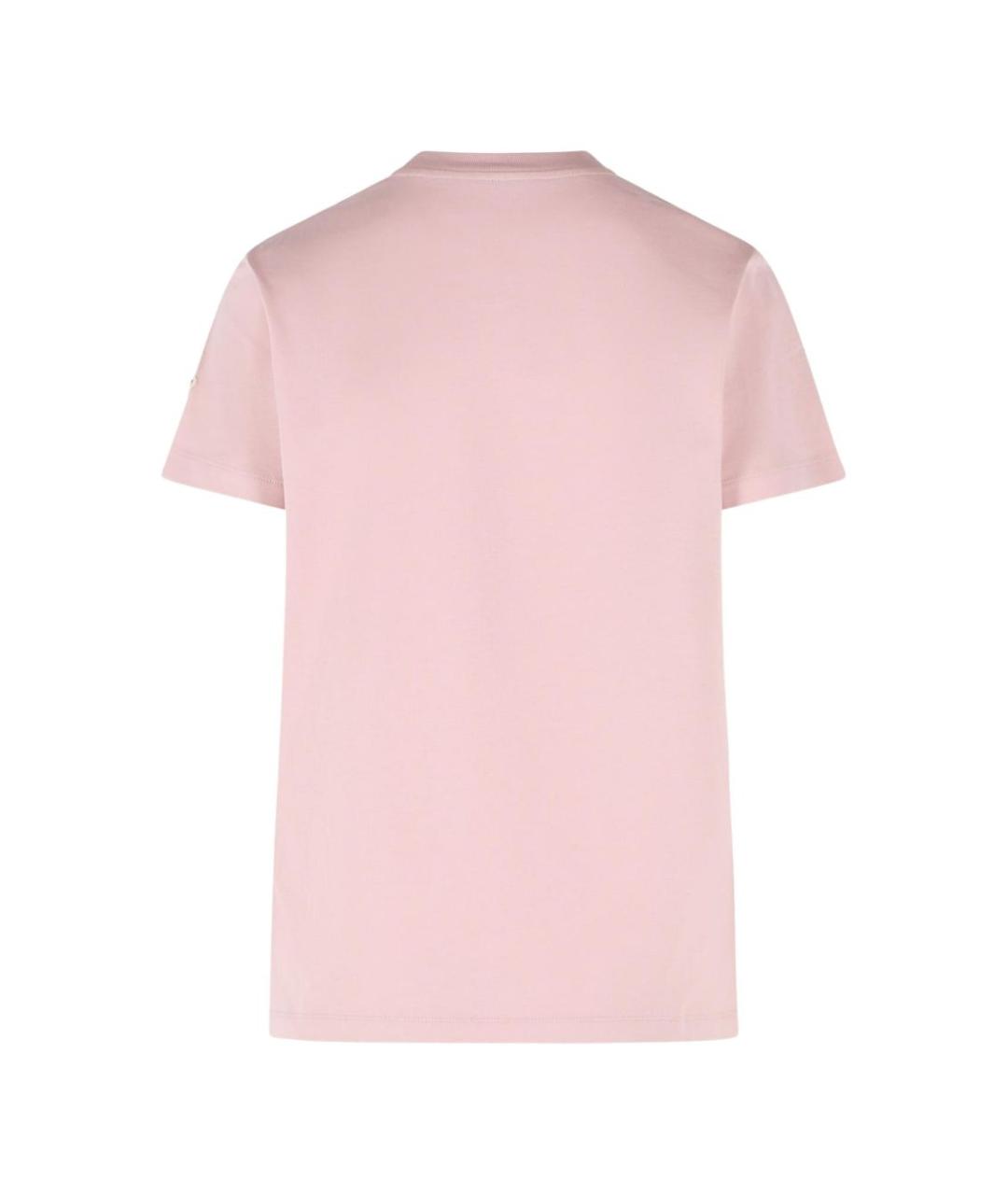 MONCLER Розовая хлопковая футболка, фото 3