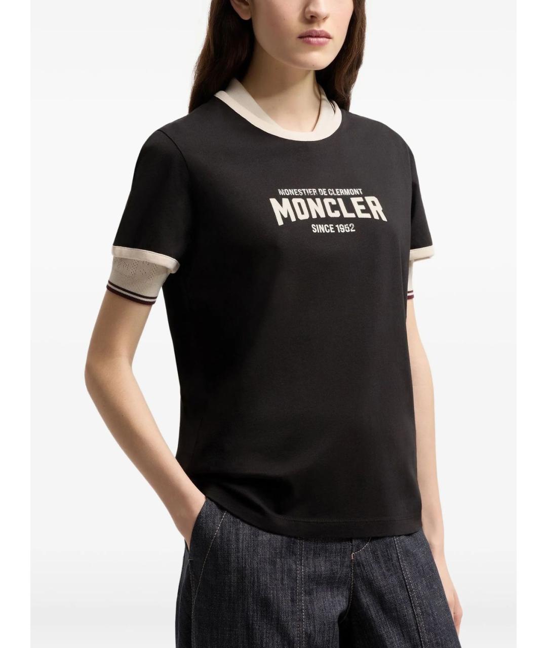 MONCLER Черная хлопковая футболка, фото 4