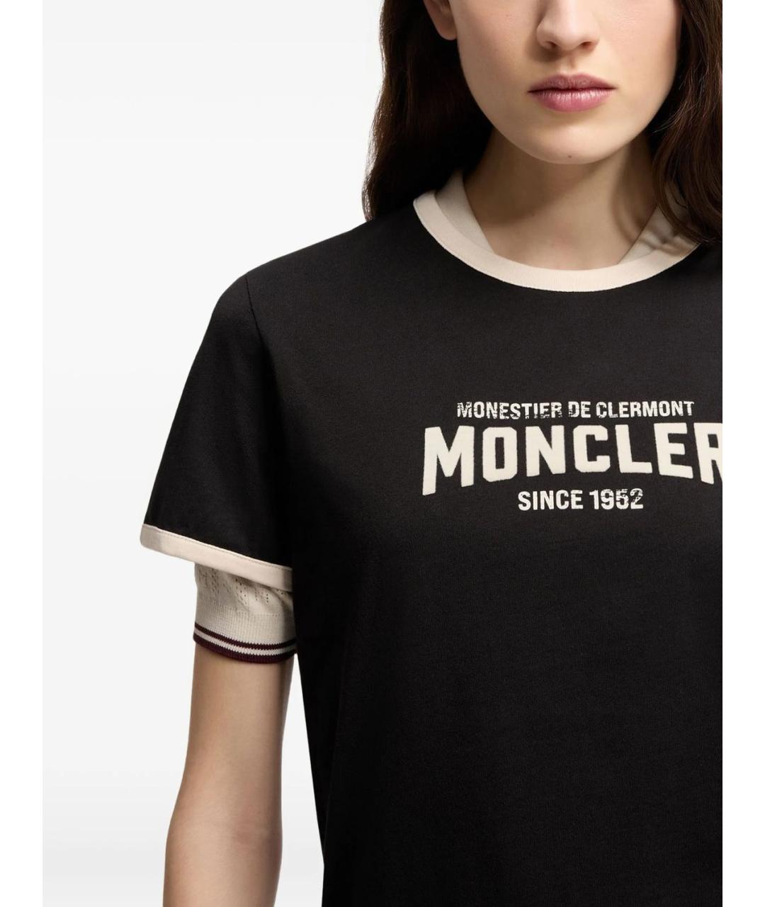 MONCLER Черная хлопковая футболка, фото 2