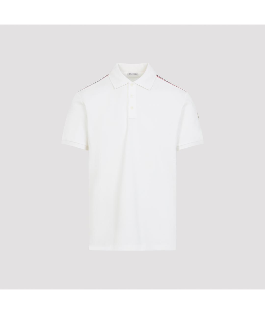 MONCLER Белое хлопковое поло с коротким рукавом, фото 2