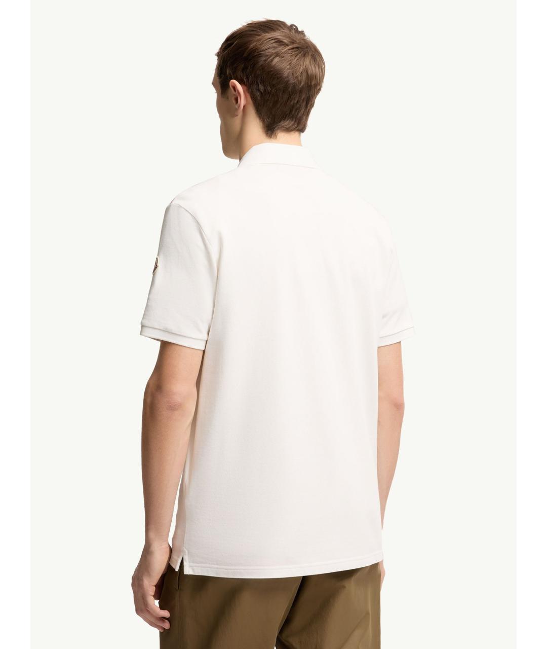 MONCLER Белое хлопковое поло с коротким рукавом, фото 5