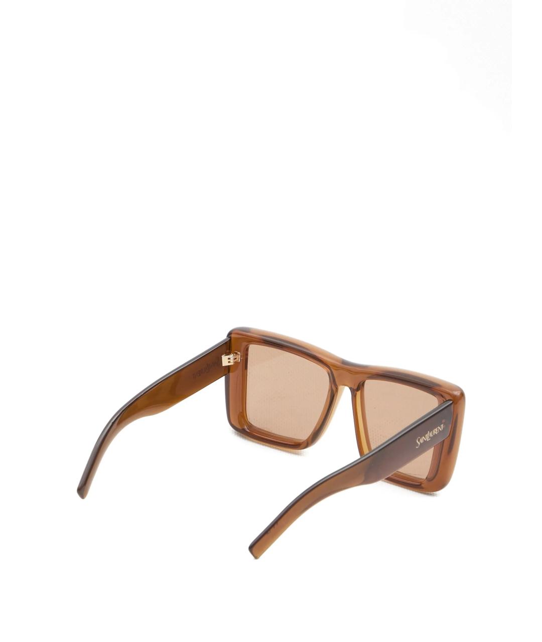 SAINT LAURENT Коричневые пластиковые солнцезащитные очки, фото 2