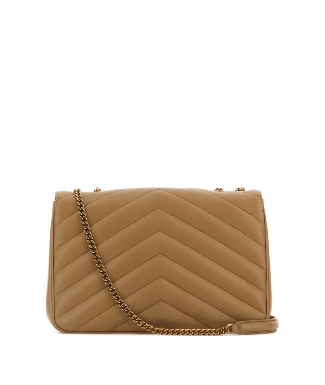 SAINT LAURENT Бежевая кожаная сумка через плечо, фото 3