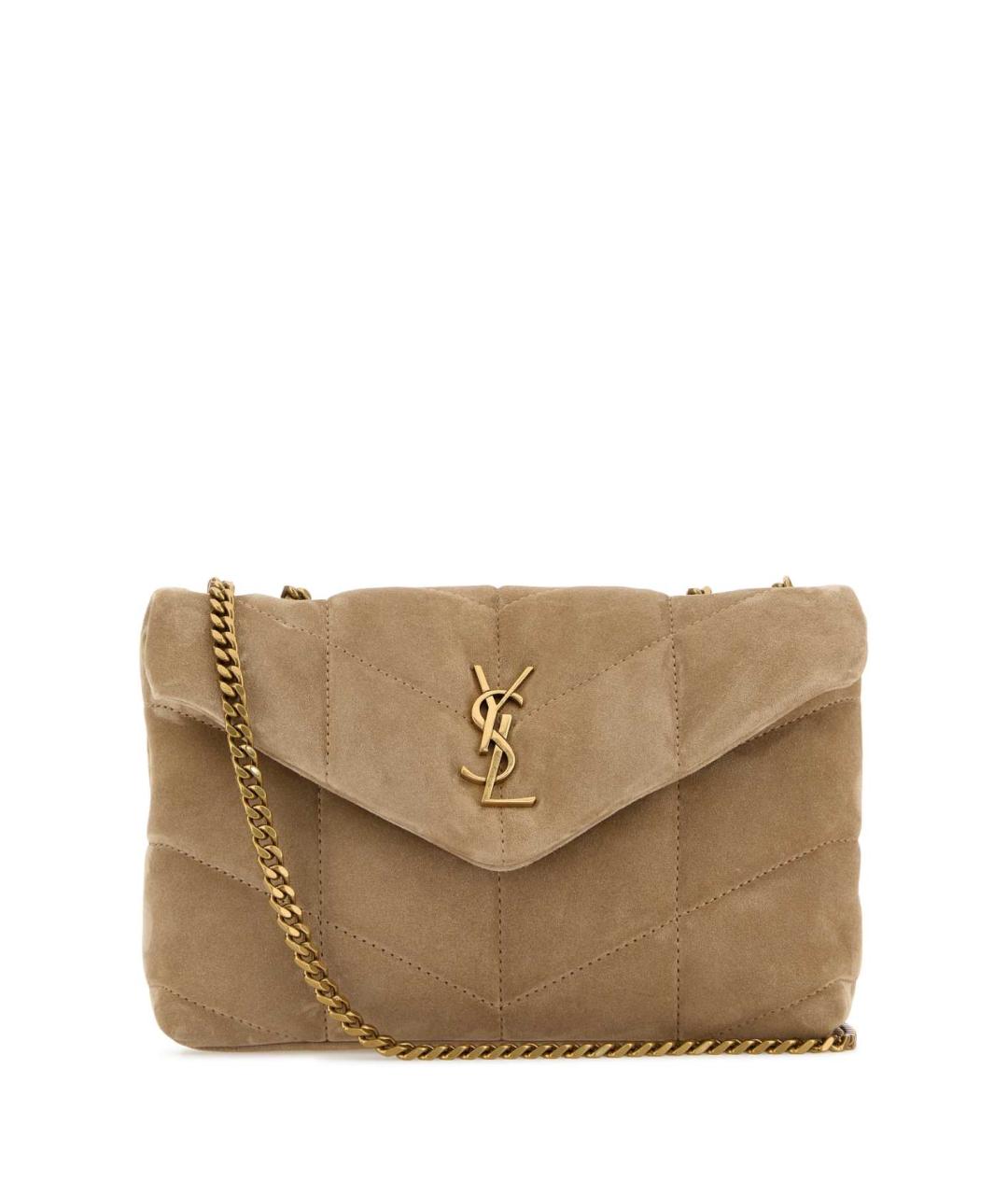 SAINT LAURENT Бежевая кожаная сумка через плечо, фото 1