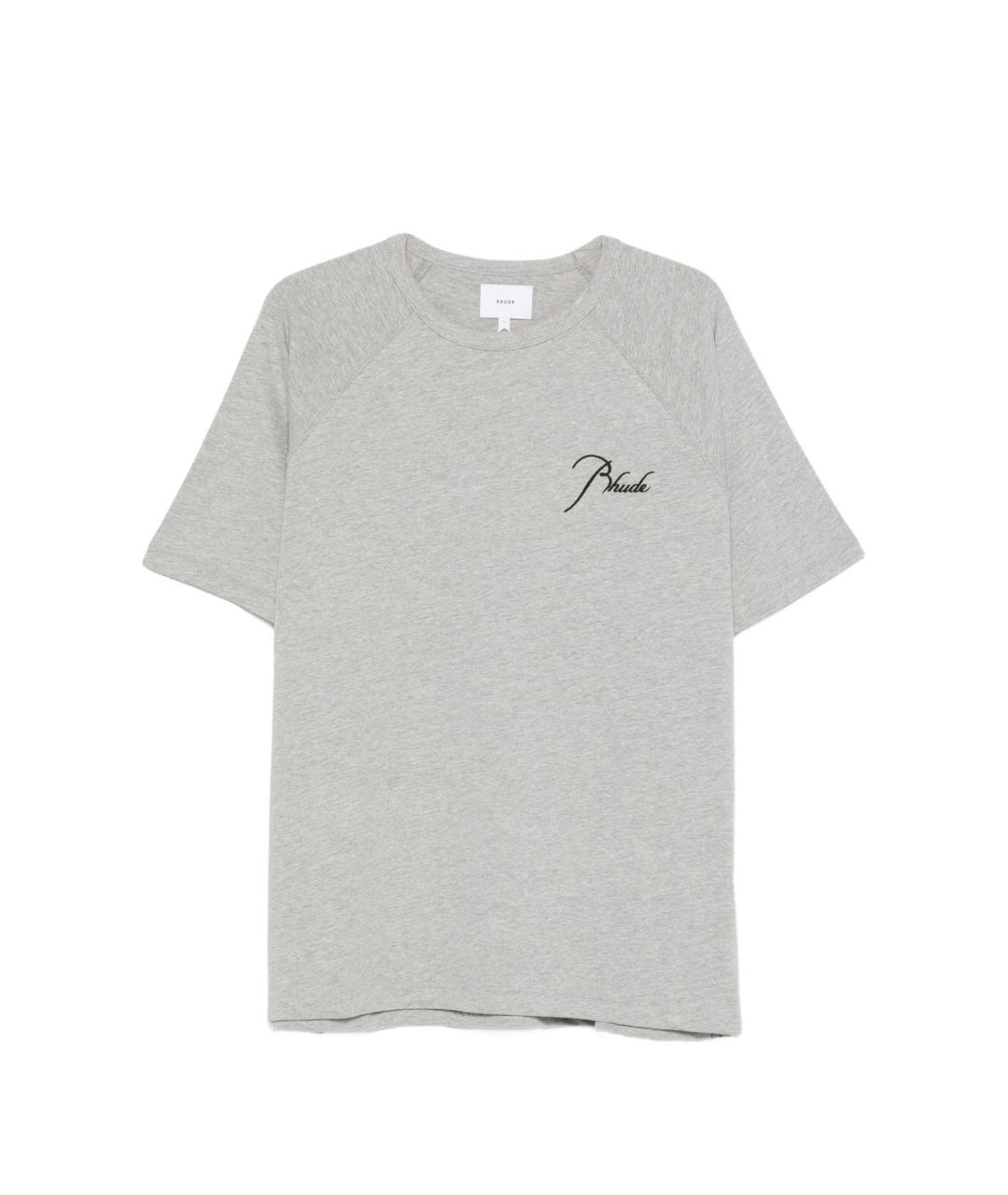 RHUDE Серая хлопковая футболка, фото 1