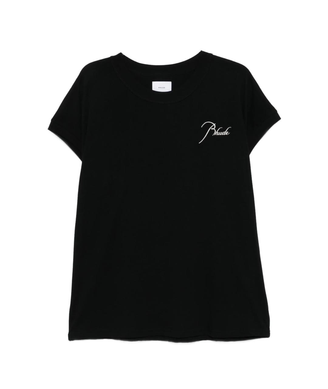 RHUDE Черная хлопковая футболка, фото 1