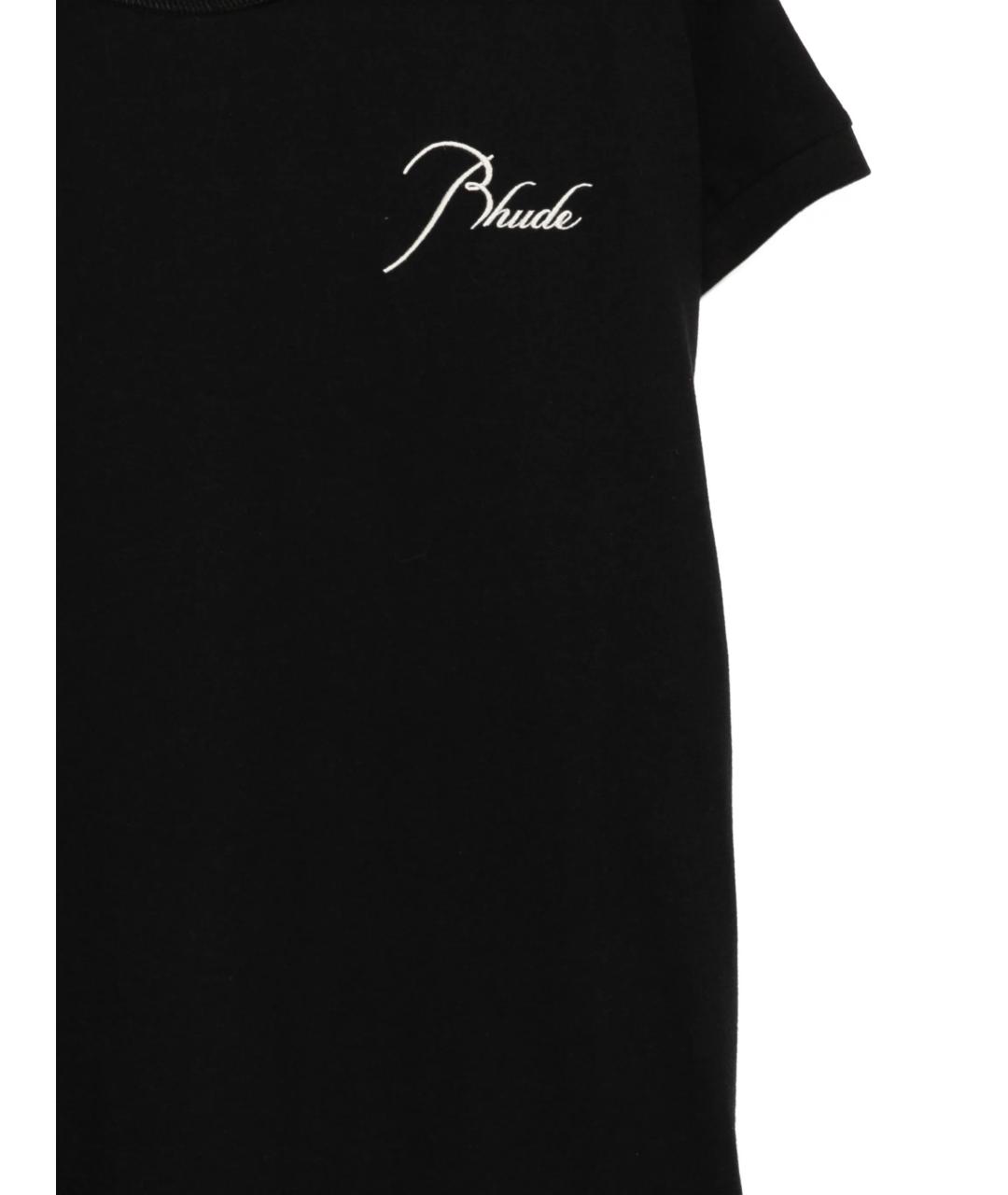 RHUDE Черная хлопковая футболка, фото 3