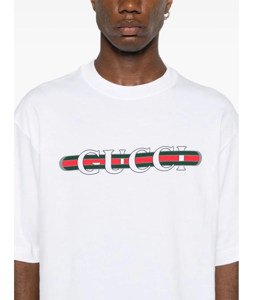 GUCCI Белая хлопковая футболка, фото 5