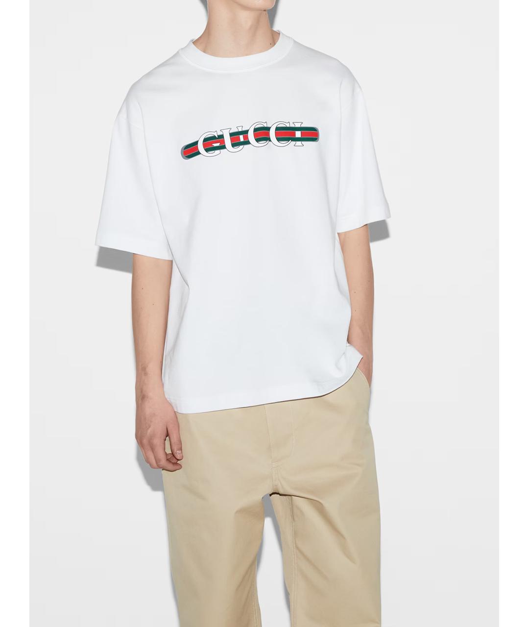 GUCCI Белая хлопковая футболка, фото 2