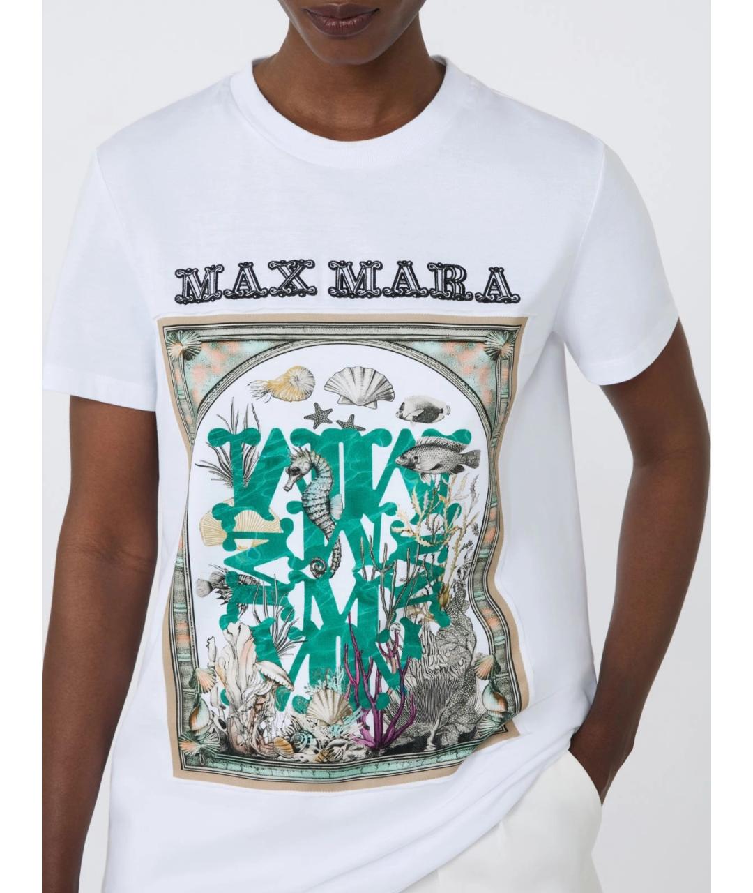 MAX MARA Белая хлопковая футболка, фото 5